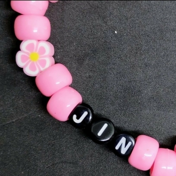 Handmade BTS Jin kandi bracelet with panda charm - Picture 3 of 3
